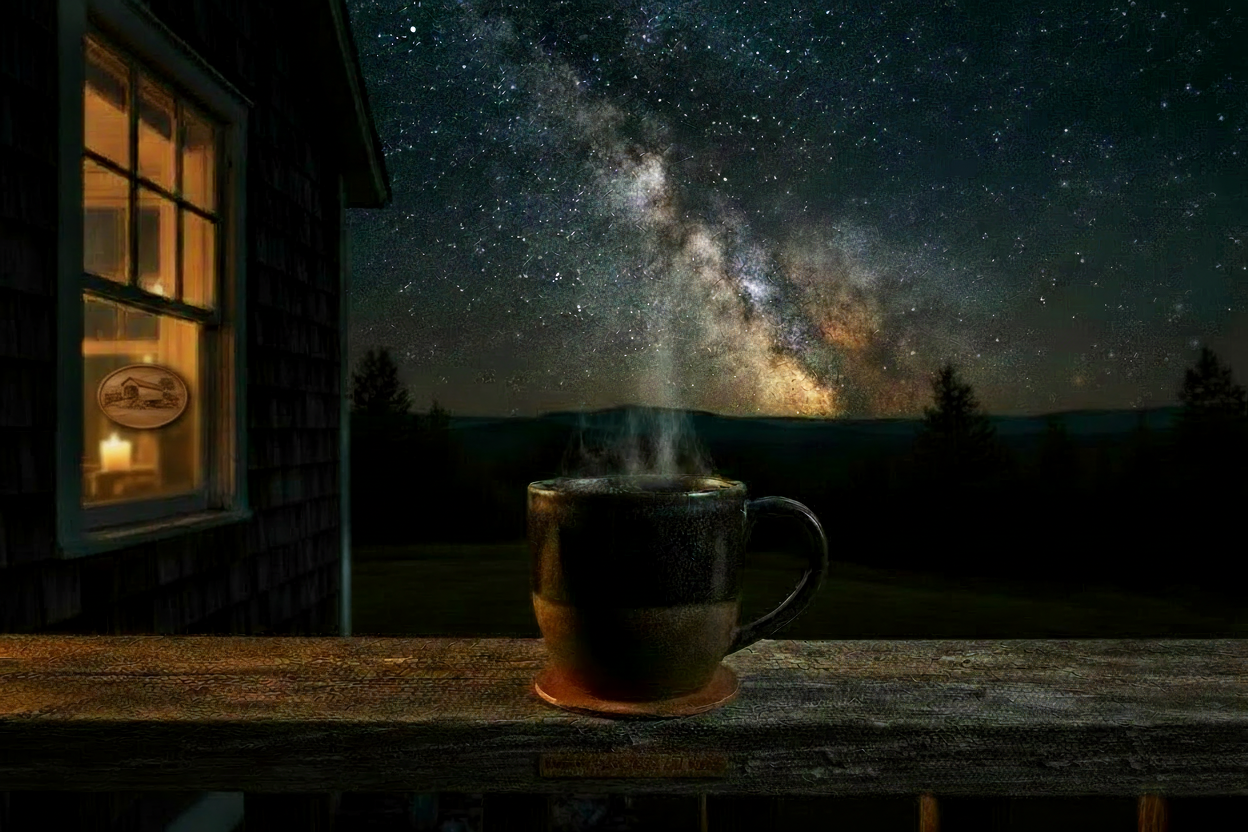 Dark coffee mug on wooden table
